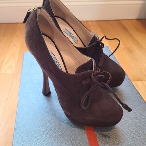 Prada Women's Brown Suede Heels